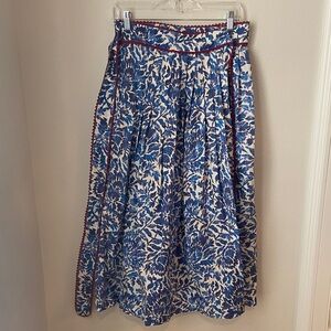 Weekend Max Mara Ossola Printed Midi Skirt Blue White Floral Size 8
